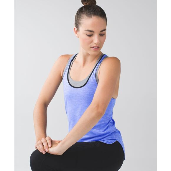 LULULEMON What The Sport Singlet Sz 8 Heathered Lullaby - Picture 3 of 6
